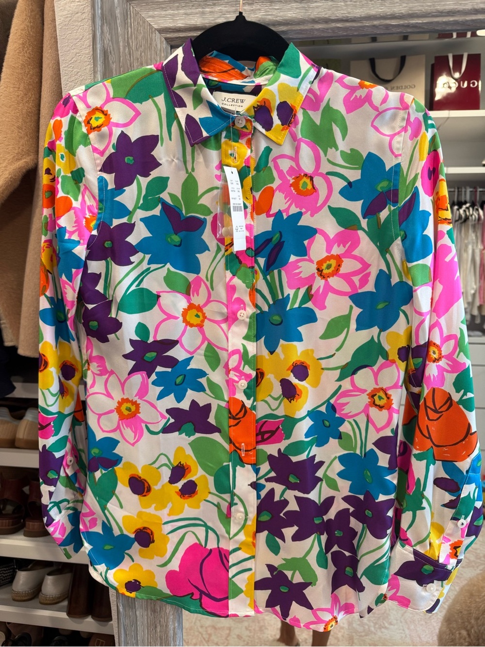 J. Crew Multicolor Floral Button-Up Shirt